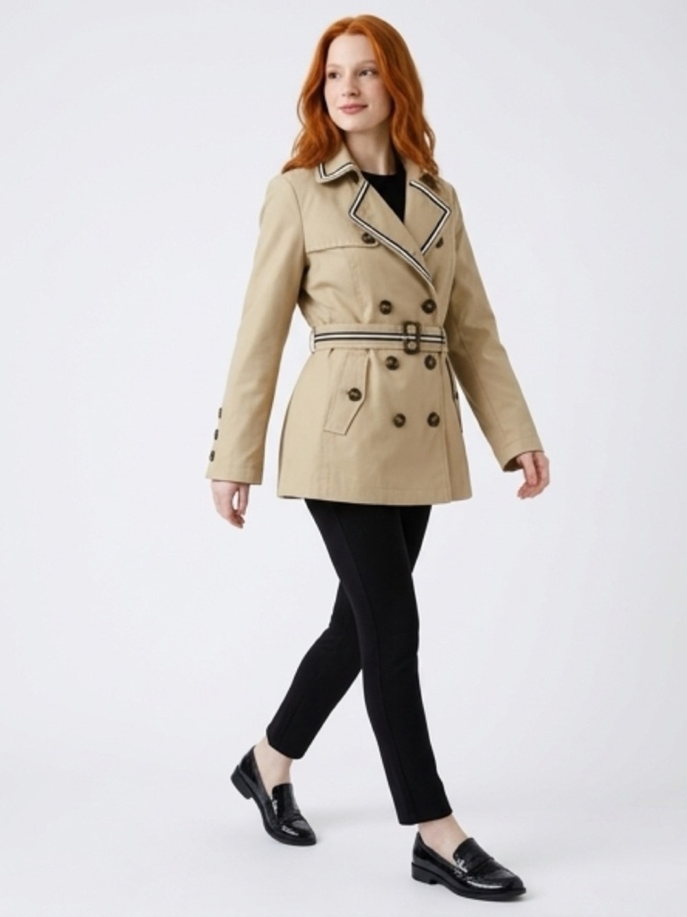 Jones New York Khaki Trench Coat with Belt - Picture 4 of 8
